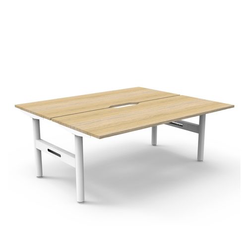 Halo Static Back to Back Workstation 1800W White Frame Natural Oak Scallop Top