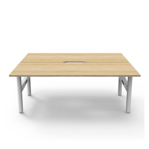 Halo Static Back to Back Workstation 1800W White Frame Natural Oak Scallop Top