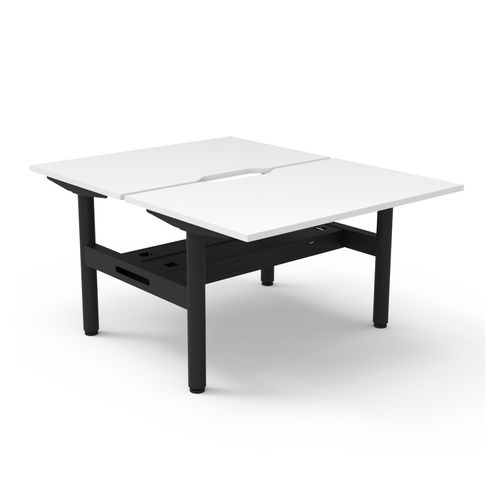 Halo Static Back to Back Workstation with Cable Tray 1200W Black Frame Natural White Scallop Top