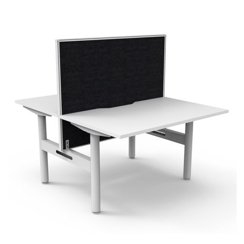 Halo Static Back to Back Workstation with White/Black Screen 1200W White Frame Natural White Scallop Top