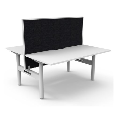 Halo Static Back to Back Workstation with White/Black Screen 1500W White Frame Natural White Scallop Top