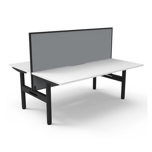 Halo Static Back to Back Workstation with Black/Grey Screen 1800W Black Frame Natural White Scallop Top