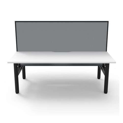 Halo Static Back to Back Workstation with Black/Grey Screen 1800W Black Frame Natural White Scallop Top