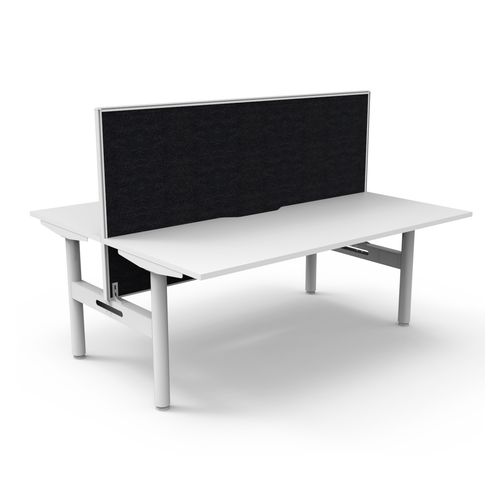 Halo Static Back to Back Workstation with White/Black Screen 1800W White Frame Natural White Scallop Top