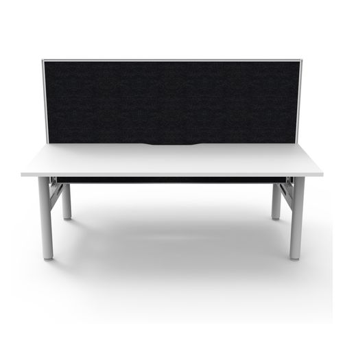 Halo Static Back to Back Workstation with White/Black Screen 1800W White Frame Natural White Scallop Top