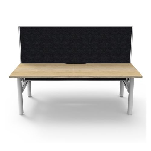 Halo Static Back to Back Workstation with White/Black Screen 1800W White Frame Natural Oak Scallop Top