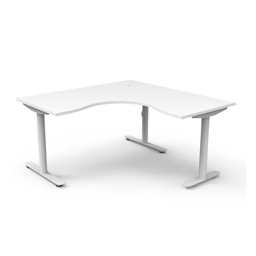 Halo Static Corner Workstation 1500x1500 White Frame Natural White Top
