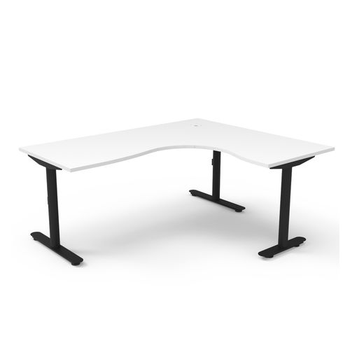 Halo Static Corner Workstation 1800x1500 Black Frame Natural White Top