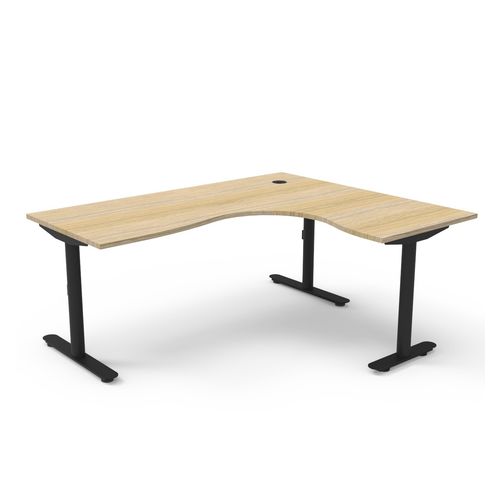 Halo Static Corner Workstation 1800x1500 Black Frame Natural Oak Top