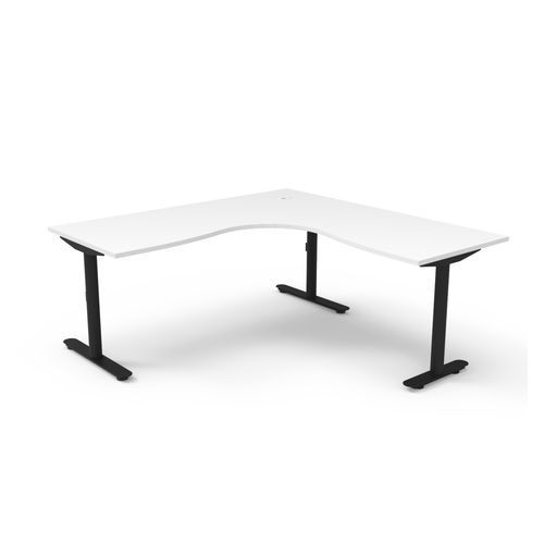 Halo Static Corner Workstation 1800x1800 Black Frame Natural White Top