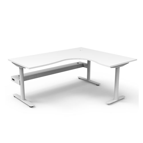 Halo Static Corner Workstation with Cable Tray 1800x1500 White Frame Natural White Top