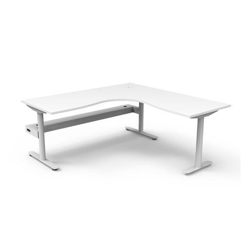 Halo Static Corner Workstation with Cable Tray 1800x1800 White Frame Natural White Top