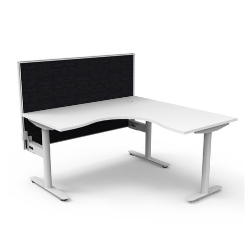 Halo Static Corner Workstation With White/Black Screen 1500x1500 White Frame Natural White Top