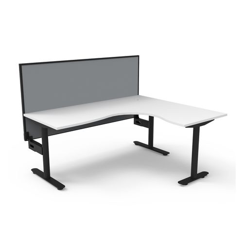 Halo Static Corner Workstation With Black/Grey Screen 1800x1500 Black Frame Natural White Top