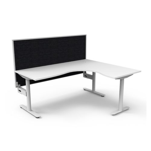 Halo Static Corner Workstation With White/Black Screen 1800x1500 White Frame Natural White Top