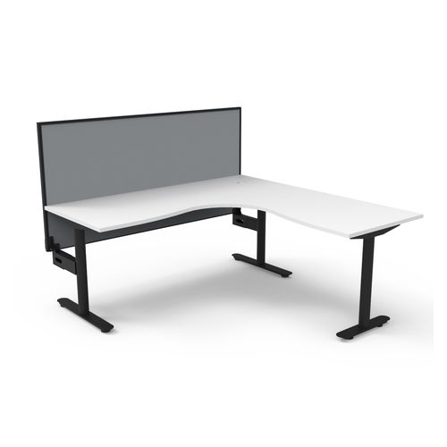 Halo Static Corner Workstation With Black/Grey Screen 1800x1800 Black Frame Natural White Top