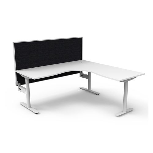 Halo Static Corner Workstation With White/Black Screen 1800x1800 White Frame Natural White Top