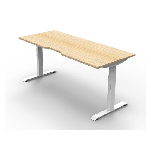 Rapid Boost Plus Height Adjustable Desk Single Sided 1200mm White Frame Natural Oak Top