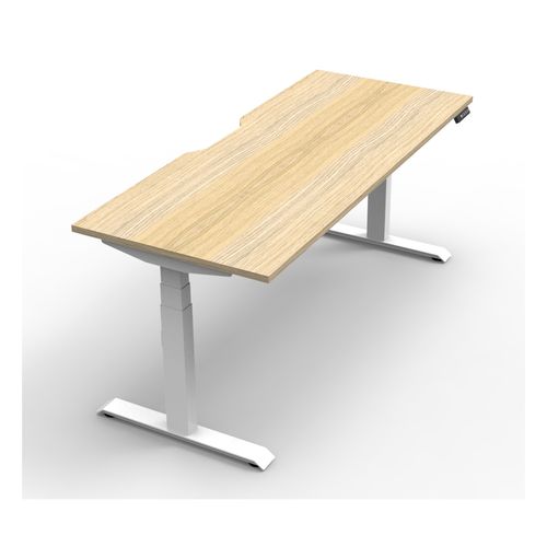 Rapid Boost Plus Height Adjustable Desk Single Sided 1200mm White Frame Natural Oak Top