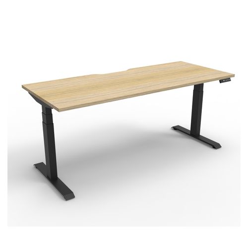 Rapid Boost Plus Height Adjustable Desk Single Sided 1500mm Black Frame Natural Oak Top