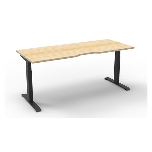 Rapid Boost Plus Height Adjustable Desk Single Sided 1500mm Black Frame Natural Oak Top