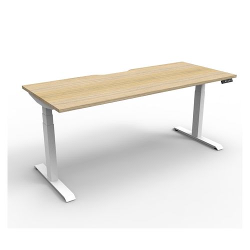 Rapid Boost Plus Height Adjustable Desk Single Sided 1500mm White Frame Natural Oak Top