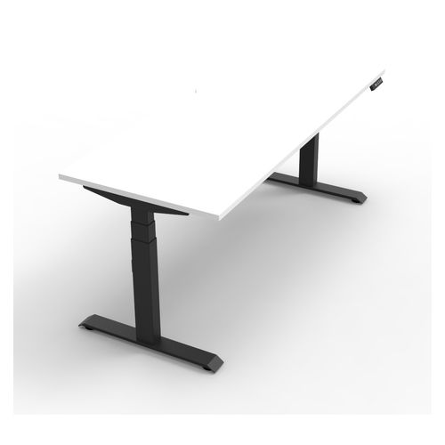 Rapid Boost Plus Height Adjustable Desk Single Sided 1800mm Black Frame Natural White Top