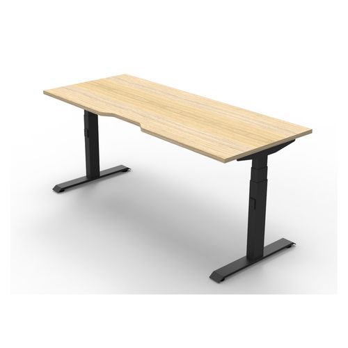 Rapid Boost Plus Height Adjustable Desk Single Sided 1800mm Black Frame Natural Oak Top