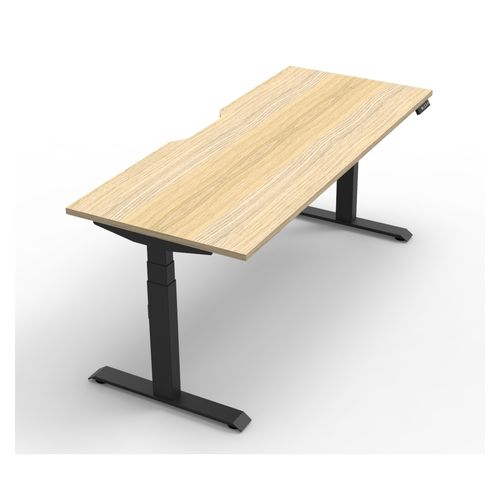 Rapid Boost Plus Height Adjustable Desk Single Sided 1800mm Black Frame Natural Oak Top