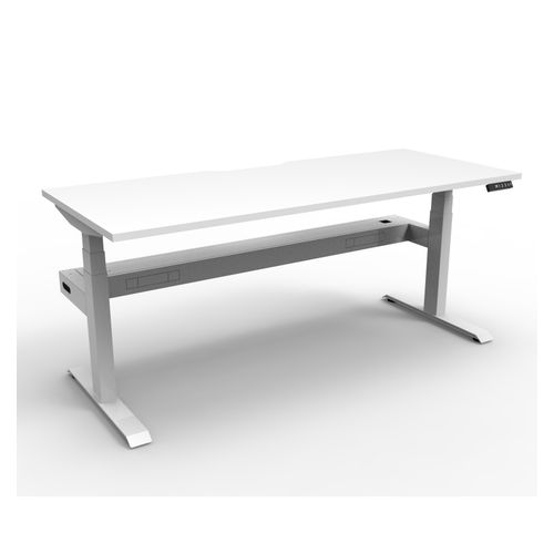 Rapid Boost Plus Height Adjustable Desk with Cable Tray Single Sided 1200mm White Frame Natural White Top