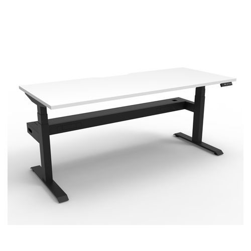 Rapid Boost Plus Height Adjustable Desk with Cable Tray Single Sided 1800mm Black Frame Natural White Top