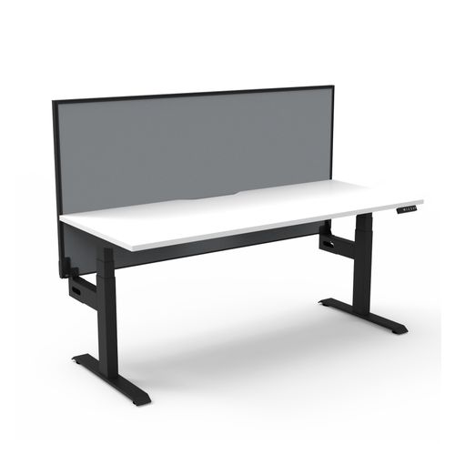 Rapid Boost Plus Height Adjustable Desk with Screen Single Sided 1200mm Black Frame Natural White Top
