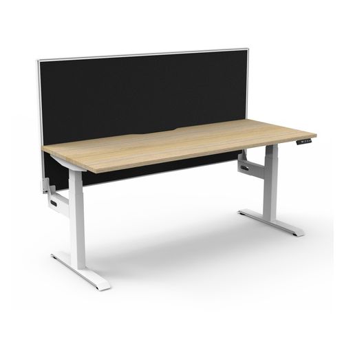Rapid Boost Plus Height Adjustable Desk with Screen Single Sided 1200mm White Frame Natural Oak Top