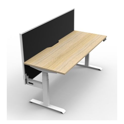 Rapid Boost Plus Height Adjustable Desk with Screen Single Sided 1200mm White Frame Natural Oak Top
