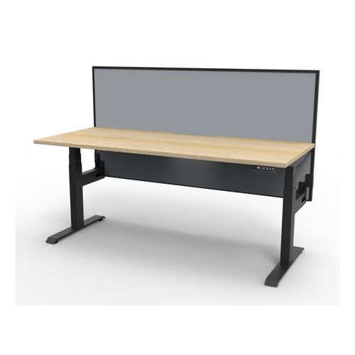 Rapid Boost Plus Height Adjustable Desk with Screen Single Sided 1500mm Black Frame Natural Oak Top