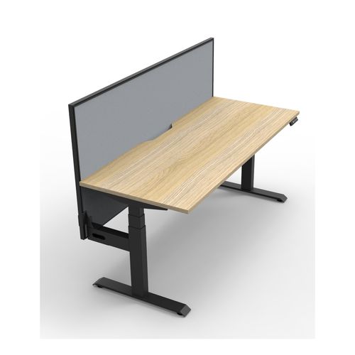 Rapid Boost Plus Height Adjustable Desk with Screen Single Sided 1500mm Black Frame Natural Oak Top