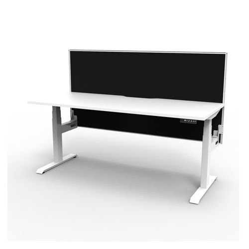 Rapid Boost Plus Height Adjustable Desk with Screen Single Sided 1500mm White Frame Natural White Top