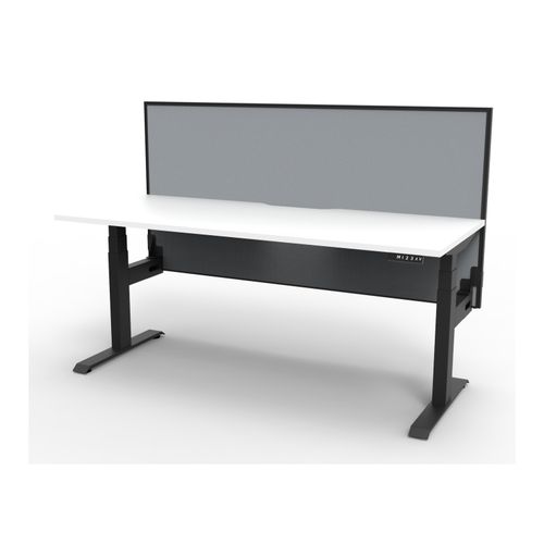 Rapid Boost Plus Height Adjustable Desk with Screen Single Sided 1800mm Black Frame Natural White Top