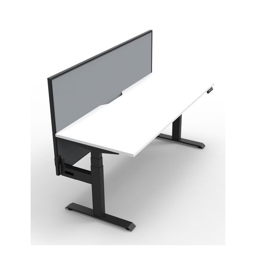 Rapid Boost Plus Height Adjustable Desk with Screen Single Sided 1800mm Black Frame Natural White Top