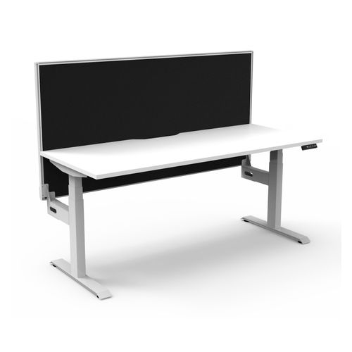 Rapid Boost Plus Height Adjustable Desk with Screen Single Sided 1800mm White Frame Natural White Top