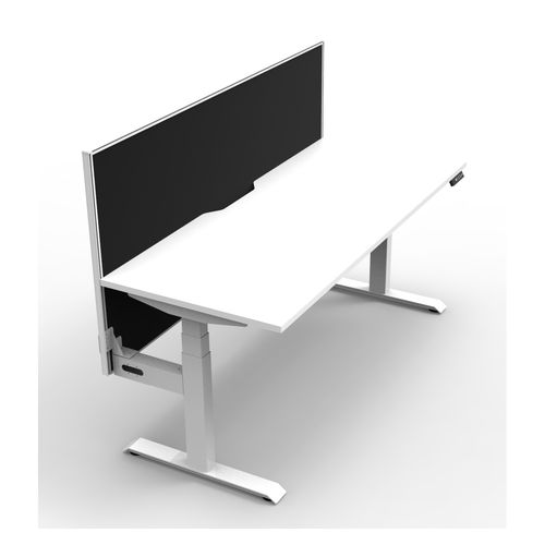 Rapid Boost Plus Height Adjustable Desk with Screen Single Sided 1800mm White Frame Natural White Top