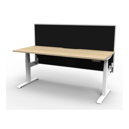 Rapid Boost Plus Height Adjustable Desk with Screen Single Sided 1800mm White Frame Natural Oak Top