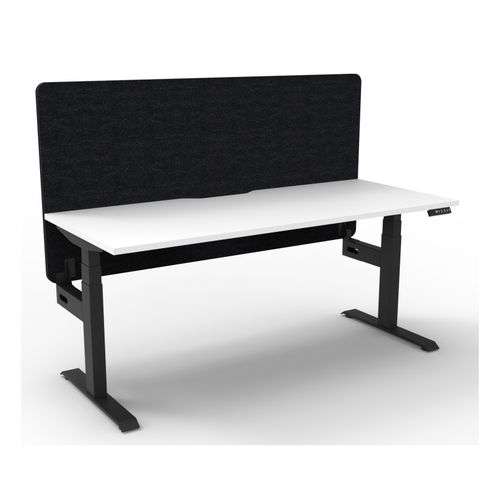 Rapid Boost Plus Height Adjustable Desk with Black Eco Screen Single Sided 1200mm Black Frame Natural White Top