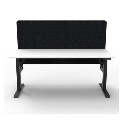 Rapid Boost Plus Height Adjustable Desk with Black Eco Screen Single Sided 1200mm Black Frame Natural White Top