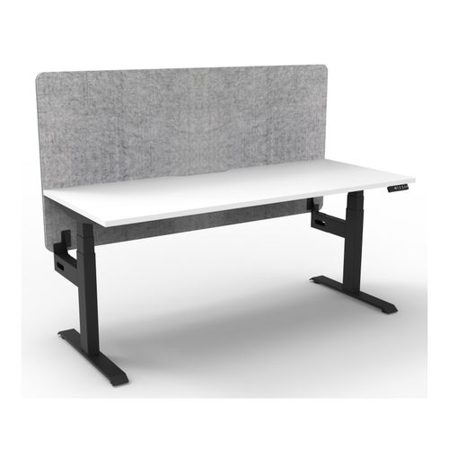 Rapid Boost Plus Height Adjustable Desk with Grey Eco Screen Single Sided 1200mm Black Frame Natural White Top