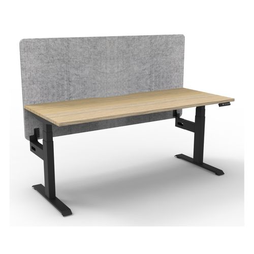 Rapid Boost Plus Height Adjustable Desk with Grey Eco Screen Single Sided 1200mm Black Frame Natural Oak Top