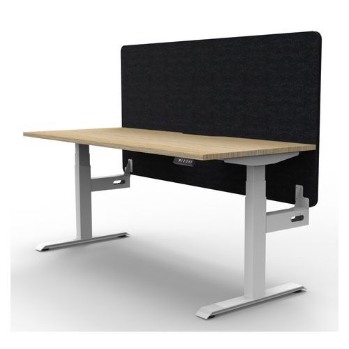 Rapid Boost Plus Height Adjustable Desk with Black Eco Screen Single Sided 1200mm White Frame Natural Oak Top