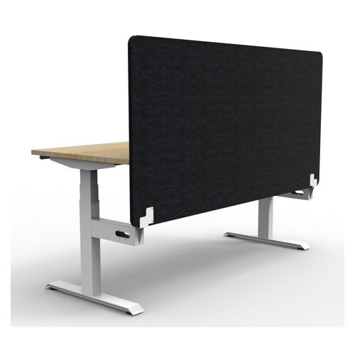 Rapid Boost Plus Height Adjustable Desk with Black Eco Screen Single Sided 1200mm White Frame Natural Oak Top