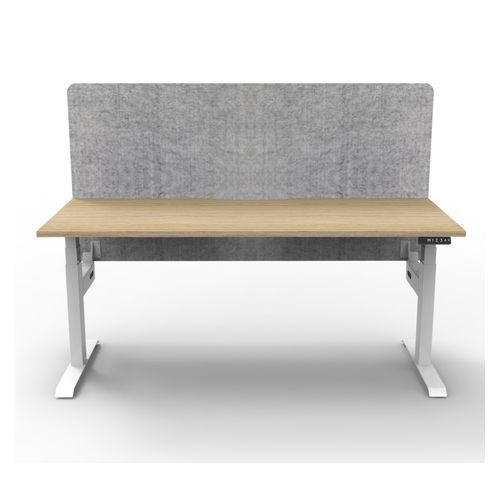 Rapid Boost Plus Height Adjustable Desk with Grey Eco Screen Single Sided 1200mm White Frame Natural Oak Top