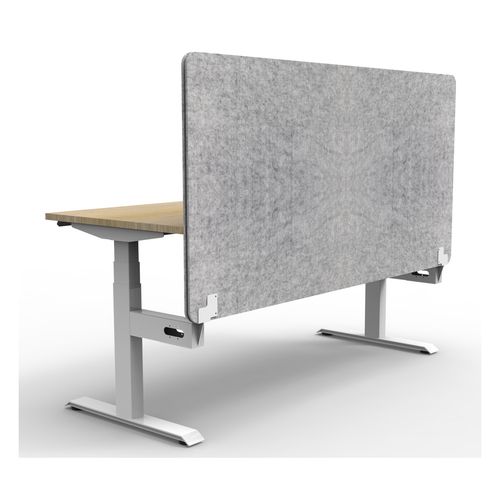 Rapid Boost Plus Height Adjustable Desk with Grey Eco Screen Single Sided 1200mm White Frame Natural Oak Top